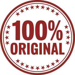 Red 100 percent original stamp graphic