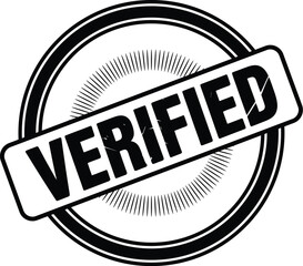 Black and white verified rubber stamp graphic