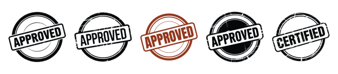 Approved and certified rubber stamps graphic set