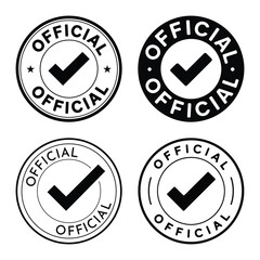 Four black and white official checkmark stamps