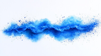 Blue powder explosion wave on white background