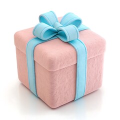 A festive blue gift box with a ribbon and bow, perfect for any holiday or celebration