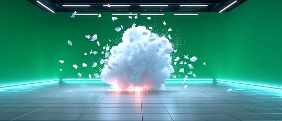 Cloud explosion in futuristic space