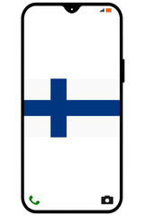 Finland flag on a smartphone vertical display