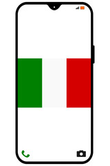 Italy flag on a smartphone vertical display