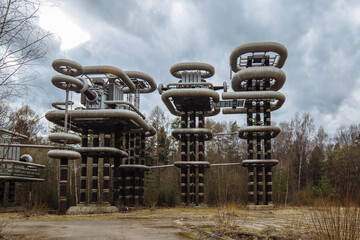 Tesla coil towers experimental stands of the High Voltage Research Center