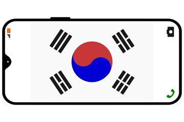 Korea flag on a smartphone horizontal display