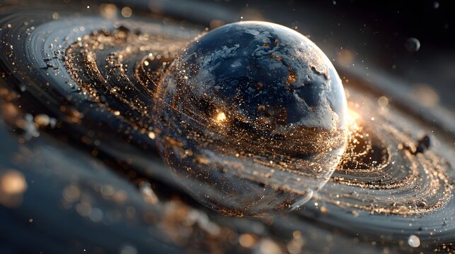 Blue planet Earth and the moon illuminate the vast, star-filled universe - Powered by Adobe