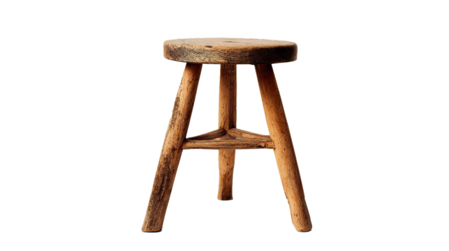  A shot of a three legged stool isolated on a white background