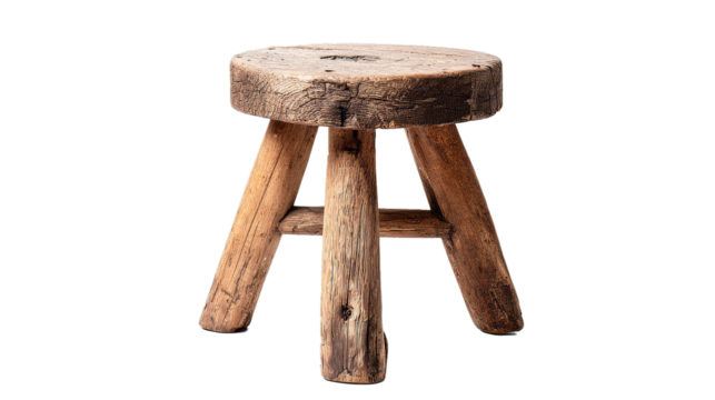  A shot of a three legged stool isolated on a white background