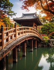 Fototapeta premium 紅葉と桟橋