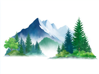 Fototapeta premium Scenic mountain landscape featuring lush greenery and misty valleys in a serene natural setting