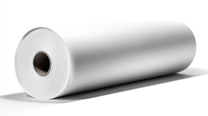 Large roll of blank paper isolated on white