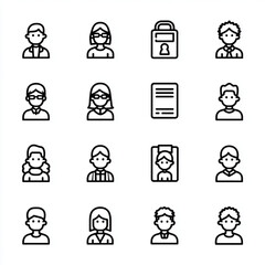 Simple black and white line art of Digital icons