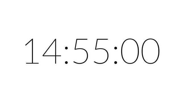 Modern countdown timer from 15 minute to 14 minute on white background suitable for presentations, productivity, educational content, and more