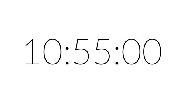 Modern countdown timer from 11 minute to 10 minute on white background suitable for presentations, productivity, educational content, and more