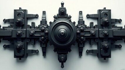 Detailed, intricate mechanical design in dark gray.