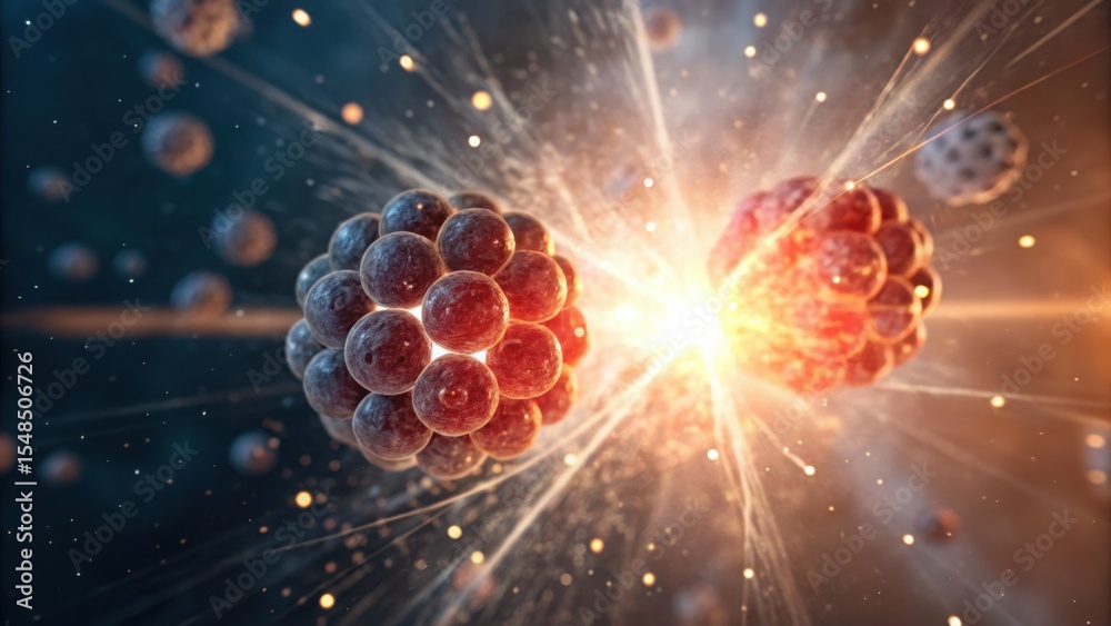 Aufkleber Close-Up View of Atomic Nuclei Collision with Gigapixel Quality