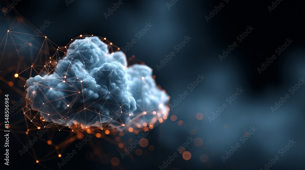 Poster abstract cloud computing network digital technology concept futuristic data server innovation modern