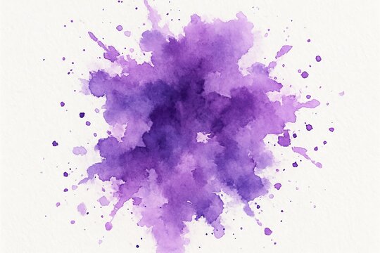 Handdrawn purple watercolor splash on white background Artistic illustration with soft texture