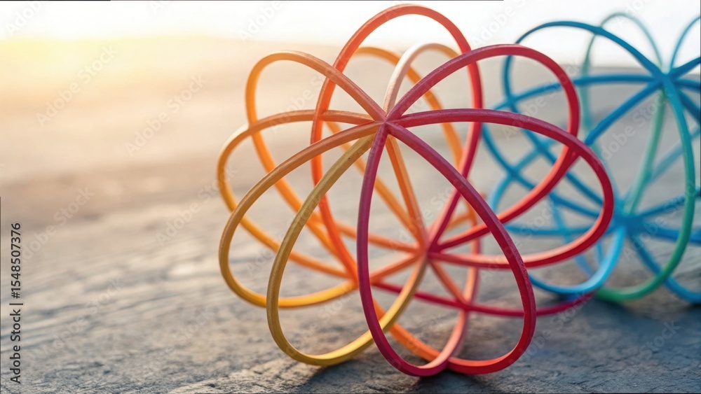Poster Colorful Abstract Geometry Fusion with Smooth Curves and Shapes