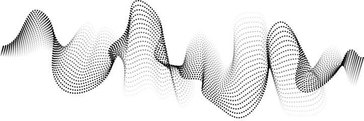 Tangled, confused and random mesh formed by small dots forming a fabric with waves simulating 3D space and relief with gradient and transparency