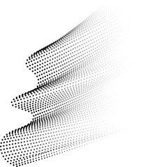 Mesh formed by points forming a fabric with waves simulating 3D space and relief with gradient and transparency