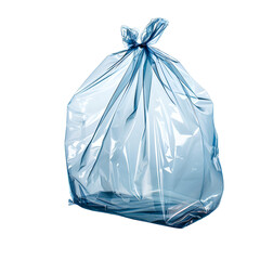 Blue plastic trash bag isolated on black background