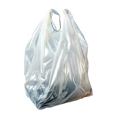 Plastic bag filled with items on black background
