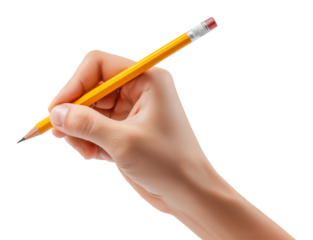 Hand Holding or Using Pencil Isolated on Transparent Background PNG

