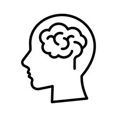 Human head with brain outline icon for infographic, website or app. Neurology isolated vector illustration. Thinking, mind, creative concept