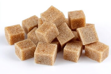 Pile of Brown Sugar Cubes - Sweetener, Ingredient, Food Photography. Close-up of Granulated Brown Sugar for Recipes, Baking, and Culinary Use.