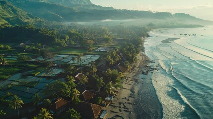 Coastal landscape aerial view