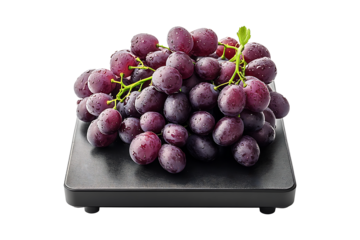 Grape fruits on digital weight scale isolated on a transparent background