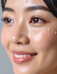 Radiant Skincare Closeup Young Woman Glowing Healthy Skin Beauty Portrait