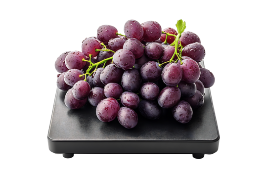 Grape fruits on digital weight scale isolated on a transparent background