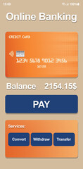 Fototapeta premium Online payment application with digital bank card. Interface design for mobile phone