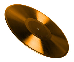 One color vinyl record on white background