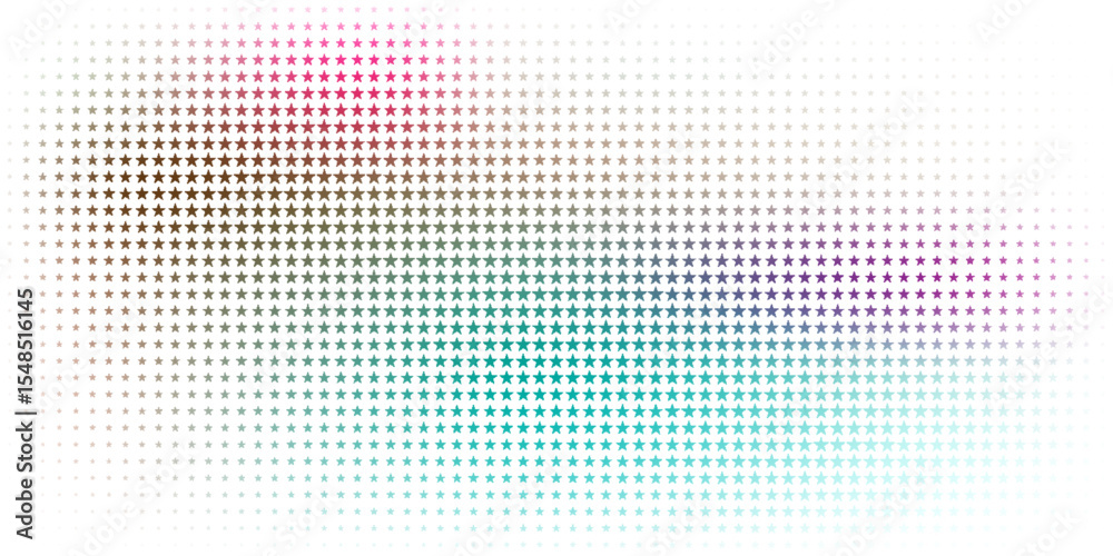 Poster gradient star pattern illustration transitioning from vibrant colors to white, featuring a halftone 