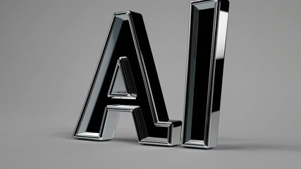 Chrome Rainbow 3D Letters with AI Glow and Futuristic Gradient Reflection - Powered by Adobe