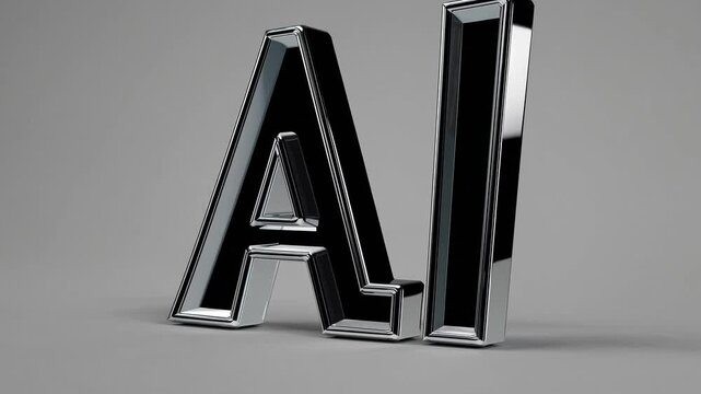 Chrome Rainbow 3D Letters with AI Glow and Futuristic Gradient Reflection