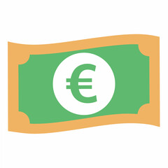 Stylized Euro Bill Illustration with Green and Beige Colors Depicting European Currency and Finance Suitable for Financial or Economic Themed Projects and Design Elements