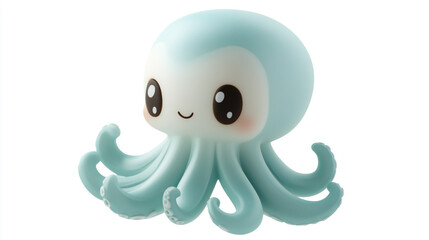 Obraz premium 3D Illustration character Octopus Robot. Cute octopus robot with shiny metallic texture, designed for tech and robotics promotional content.