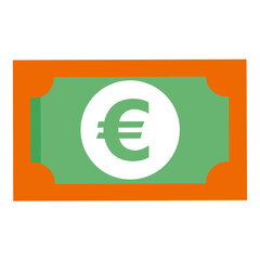 Stylized Euro Banknote Illustration with Simple Shapes and Colors Representing European Currency Finance and Economic Themes with a Clean Modern Design Aesthetic