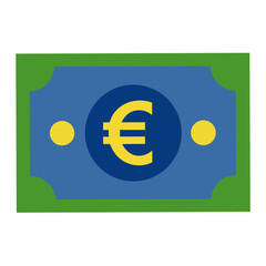 Simple Flat Design Illustration of a Euro Banknote Representing European Currency Finance and Economic Concepts with a Clean and Modern Aesthetic for Digital and Print