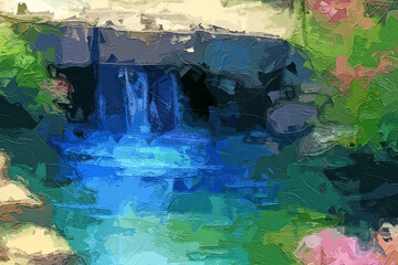 Various oil paintings, floral landscapes, creeks, swans, tulips, mountains, waters, chrysanthemums, forests