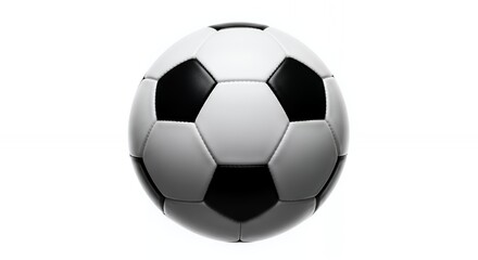 Naklejka premium Classic Soccer Ball Black and White Floating on Clean White Background