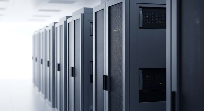 Data center full of server racks showcases technological infrastructure - Powered by Adobe