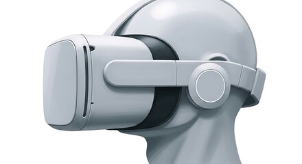 Futuristic virtual reality headset rendering on a mannequin head displaying innovation