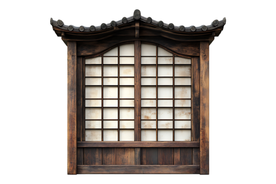 Japanese style window isolated on a transparent background